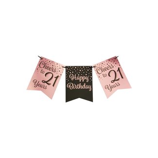 Paperdreams Vlaggenlijn 21 - Rosé Gold & Black - 6 mtr