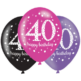 Anagram Ballonnen 40 Sparkling Celebration Pink&Black - 6 st - 11"/27,5cm