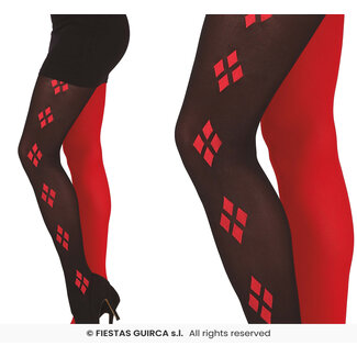 Fiesta Panty Harlequin - Zwart & Rood