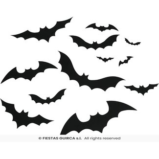 Guirca Zwarte Vleermuis Silhouetten - 12 st - 10-30cm