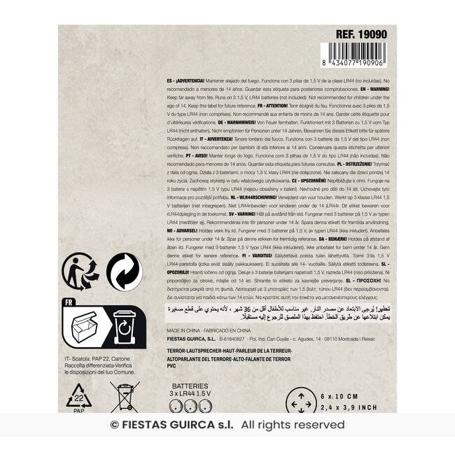 Speaker met  Terror Geluiden - 10 CM