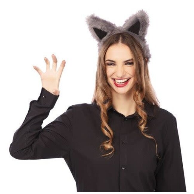 Haarband Wolf Oortjes Donker Grijs