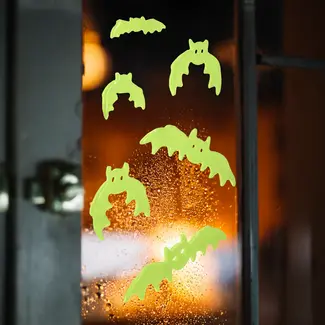 PartyPal Halloween Fluorescerende Gel Raamstickers Vleermuizen - 20,5x20cm