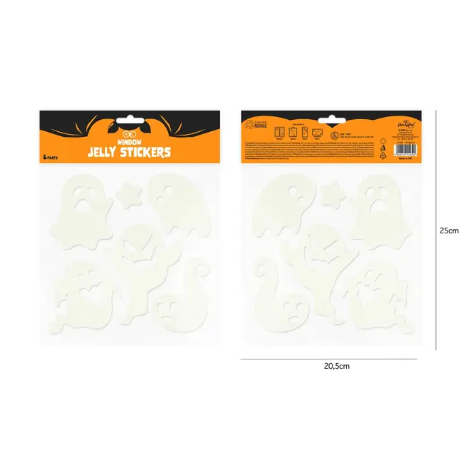 Halloween Fluorescerende Gel Raamstickers Spoken - 20,5x20cm