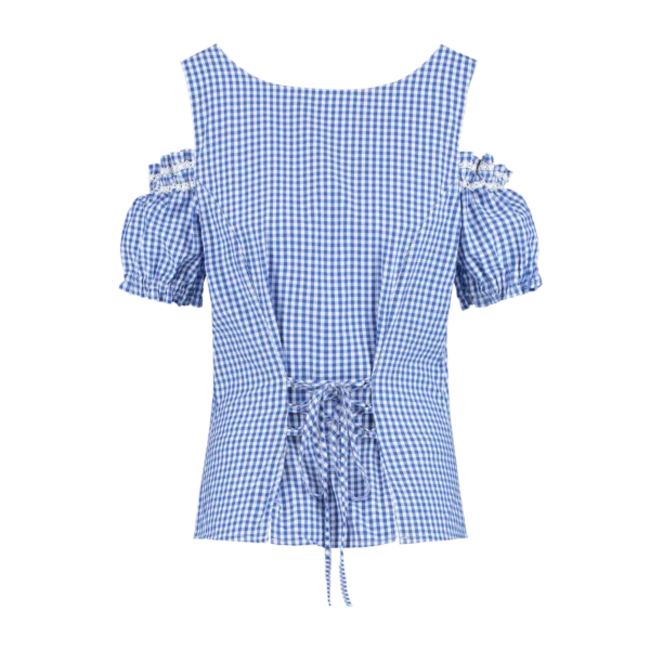 Damesblouse Blauw/Wit - Geruit