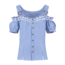 Damesblouse Blauw/Wit - Geruit