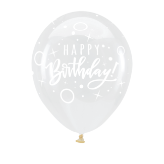 Anagram Helium Ballon Bday dots & sparkles - Transparant (28cm)