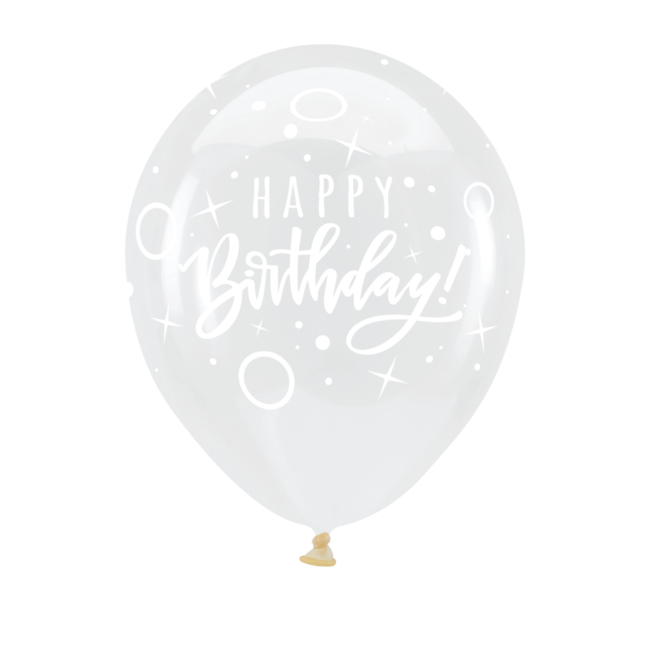 Helium Ballon Bday dots & sparkles - Transparant (28cm)