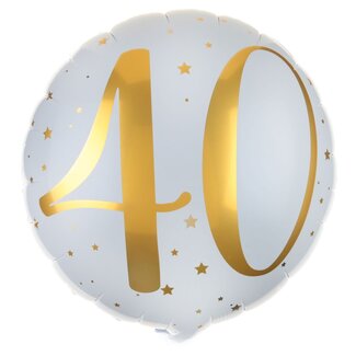 Santex Folieballon - 40th Sparkling Fizz Birthday White & Rose Gold