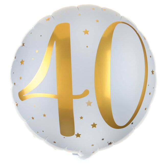 Folieballon - 40th Sparkling Fizz Birthday White & Rose Gold