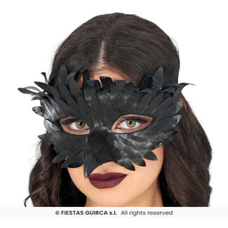 Guirca Zwart Veren Masker met Zwarte Snavel