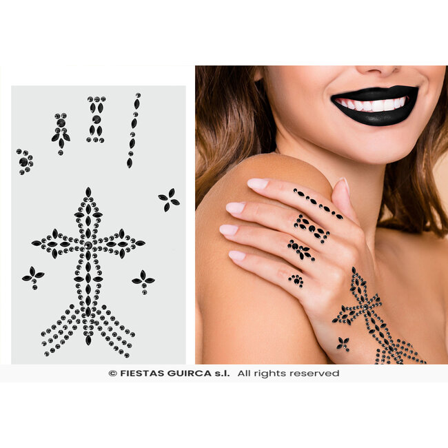 Hand Tattoo Jewel Kruis -11x18cm