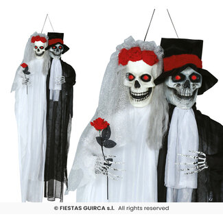 Fiesta Hanging Married Skeletons Light and Sound - 185 CM