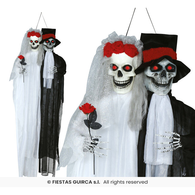 Hanging Married Skeletons Light and Sound - 185 CM