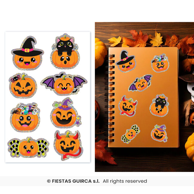 Halloween Holografische Stickers Pompoentjes