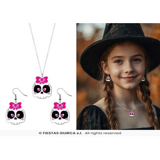 Fiesta Skull Halloween Set Oorbellen en ketting