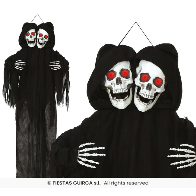 Hanging Double Skull - Light and Sound -170 cm