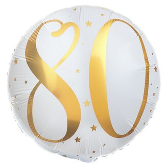 Santex Folieballon - 80th Birthday Gold & White - 45cm