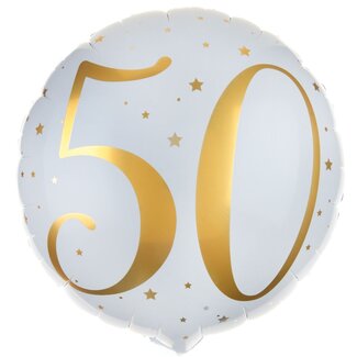 Santex Folieballon - 50th Birthday Gold & White - 45cm
