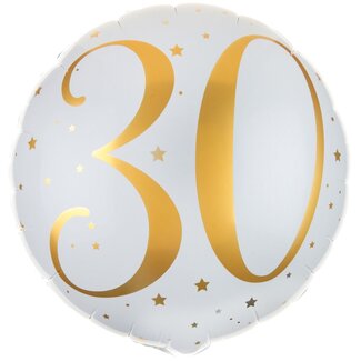 Santex Folieballon - 30th Birthday Gold & White - 45cm