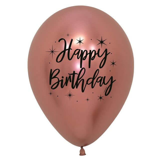 Helium Ballon Happy Birthday Radiant Reflex (28cm) - 3 st
