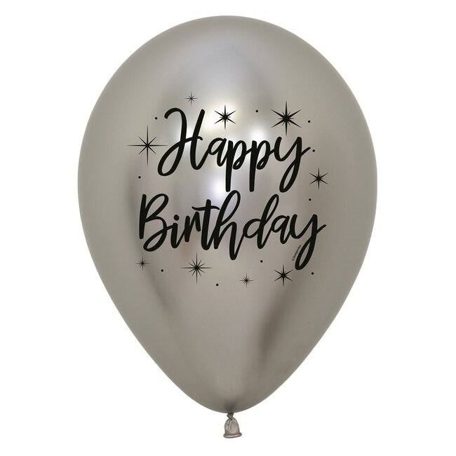 Helium Ballon Happy Birthday Radiant Reflex (28cm) - 3 st