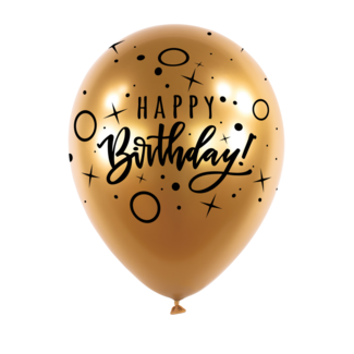 Sempertex Helium Ballon Bday Dots & Sparkles Gold (28cm)