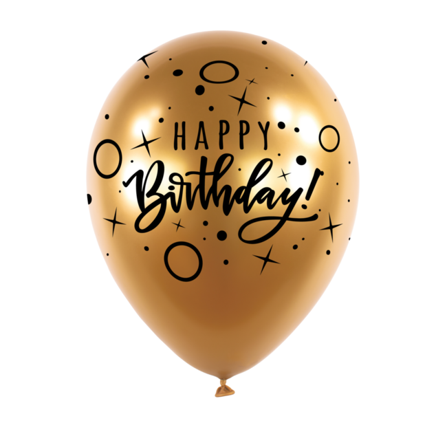 Helium Ballon Bday Dots & Sparkles Gold (28cm)