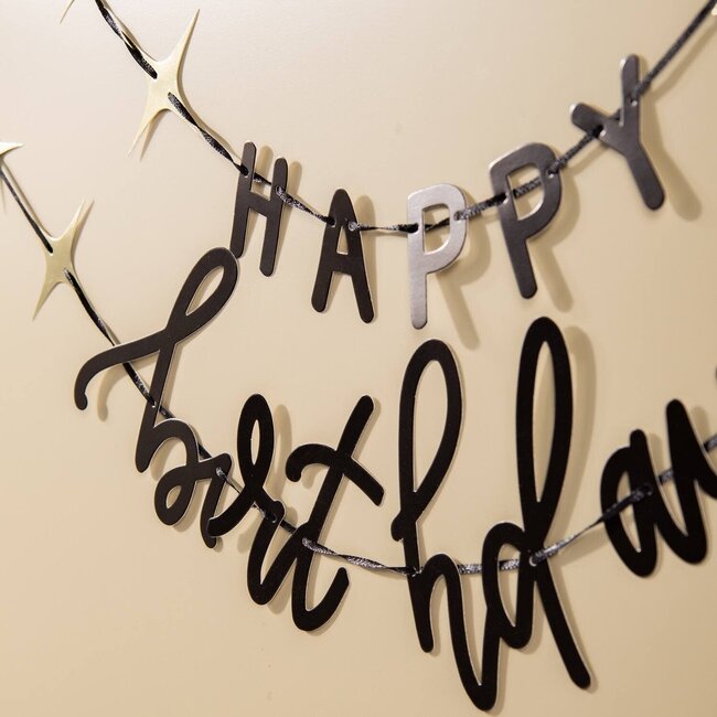 Crème Noir - Letterslinger - "Happy Birthday" - 1,5 meter