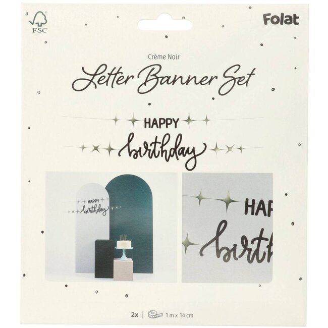Crème Noir - Letterslinger - "Happy Birthday" - 1,5 meter