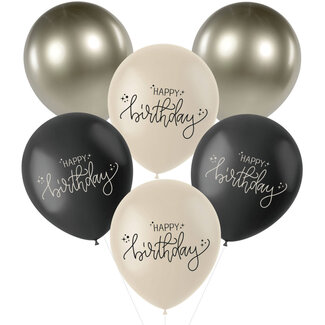 Folat Crème Noir - Latex Ballonnen - 6 st - 33cm