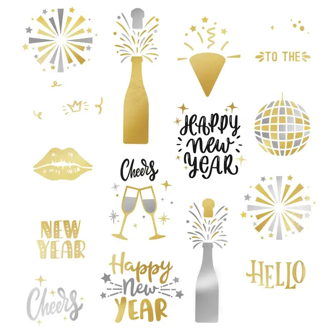 Tijdelijke Tatoeages met de Tekst "Happy New Year"