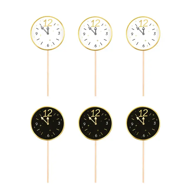 Prikkertjes Happy New Year Clocks - 6st