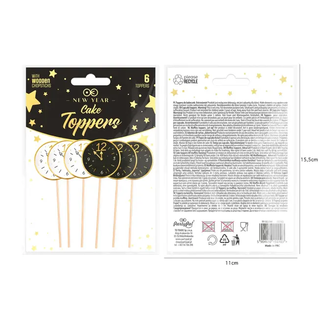 Prikkertjes Happy New Year Clocks - 6st