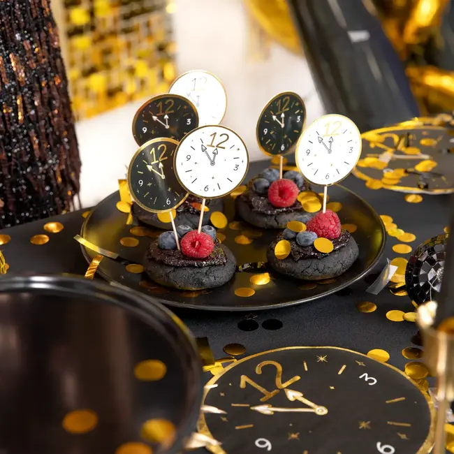 Prikkertjes Happy New Year Clocks - 6st