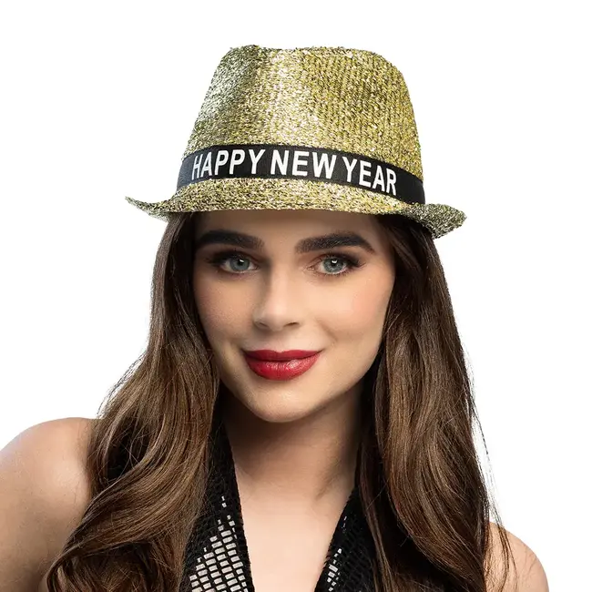 Hoed Sparkling Goud 'Happy New Year'