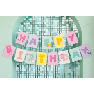 PartyDeco Gabby’s Dollhouse Banner "Happy Birthday"