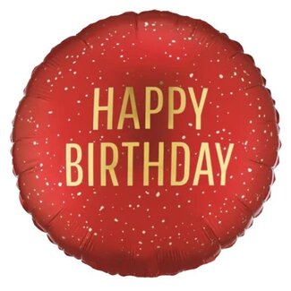 PartyDeco Folieballon Happy Birthday Satijn Rood - 45cm