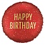 PartyDeco Folieballon Happy Birthday Satijn Rood - 45cm