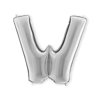 Grabo Folieballon Letter W Zilver - 71x83cm