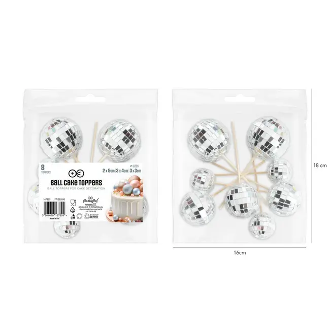 Taart Decoratie Disco Ballen - 8 st