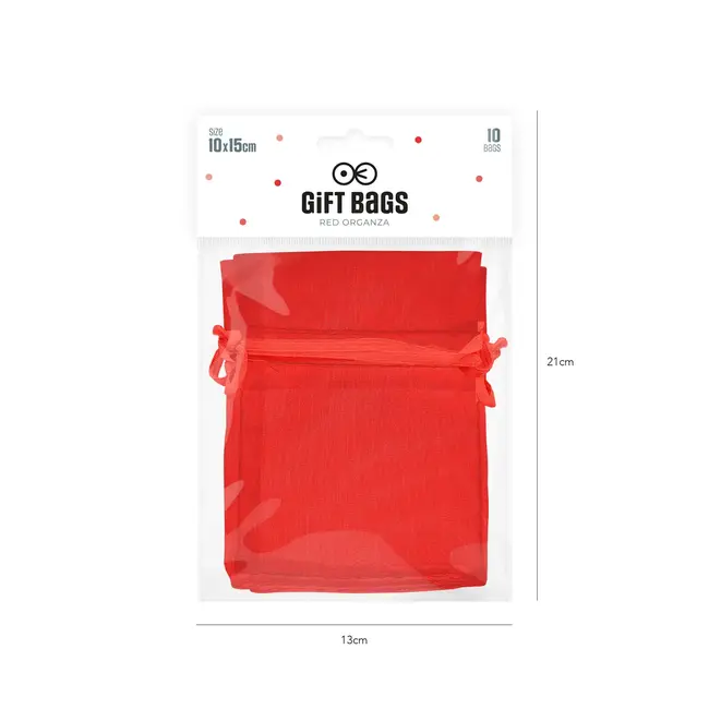Organza Zakjes - Rood - 10 st - 10x15cm