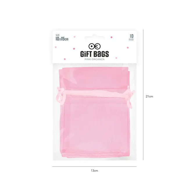 Organza Zakjes - Roze - 10 st - 10x15cm