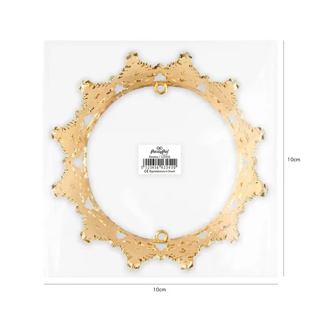 Taartdecoratie - Gouden kroon met rode en Zilveren Kristallen - 10 cm