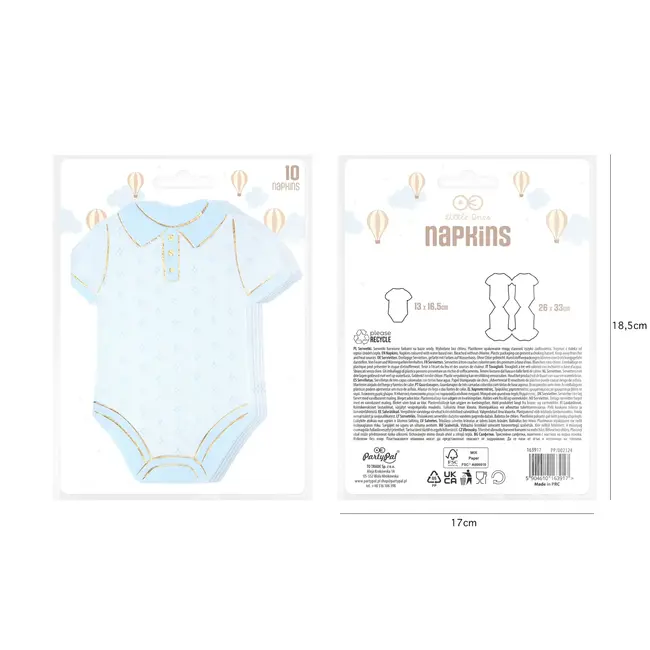 Servetten Romper Baby Boy - 12x16,5cm - 10st