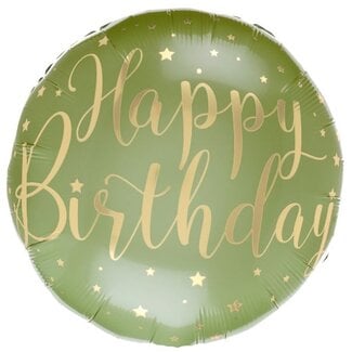 Santex Folieballon - Happy Birthday Olive Green - 45cm