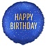 PartyDeco Folieballon Happy Birthday Satijn Navy Blue - 45cm