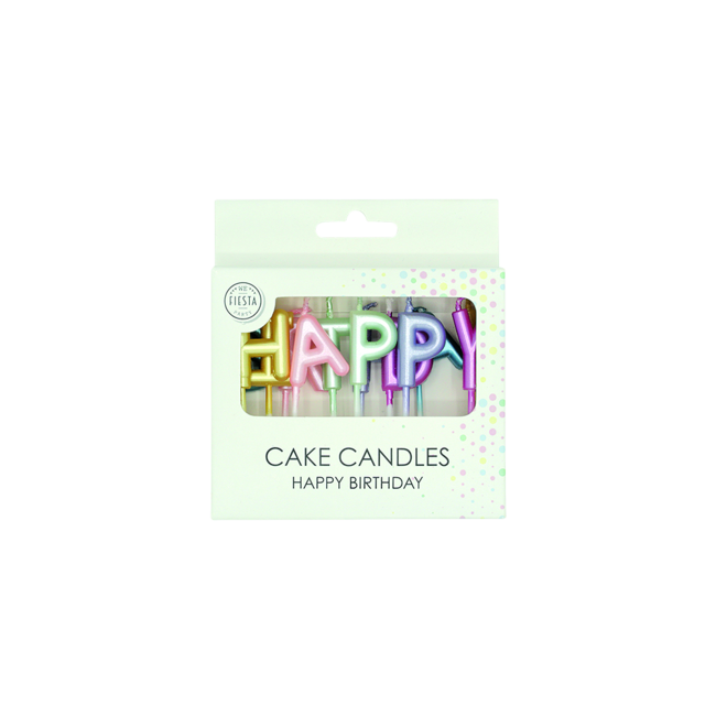 Kaarsjes Happy Birthday - Pastel