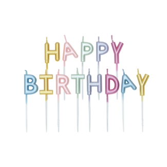 Globos Kaarsjes Happy Birthday - Pastel