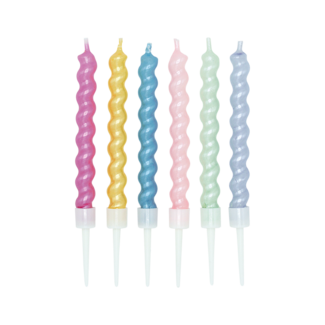 Globos Kaarsjes Spiraalvormig Parel Kleurig - 6st - 8cm